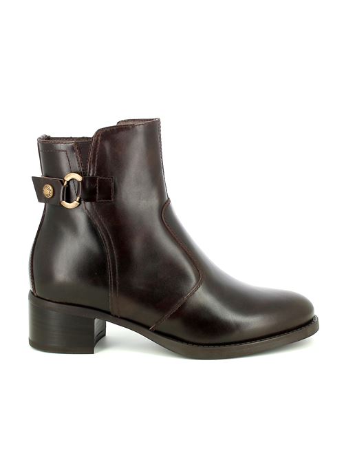 Stivaletto da donna in pelle liscia testa di moro con tacco 4 cm e dettaglio metallico NERO GIARDINI | I513843D300